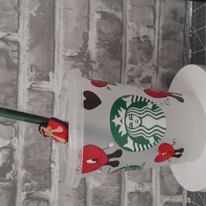 Bad Bunny Starbucks 16oz Cold Cup Tumbler with Straw & Crocs Charm